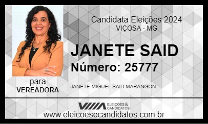 Candidato JANETE SAID 2024 - VIÇOSA - Eleições