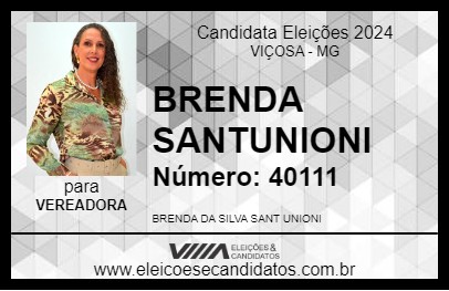 Candidato BRENDA SANTUNIONI 2024 - VIÇOSA - Eleições