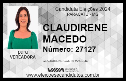 Candidato CLAUDIRENE MACEDO 2024 - PARACATU - Eleições