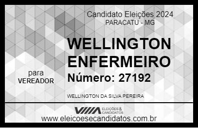 Candidato WELLINGTON ENFERMEIRO 2024 - PARACATU - Eleições