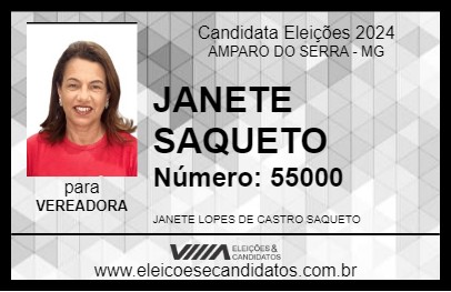 Candidato JANETE SAQUETO 2024 - AMPARO DO SERRA - Eleições