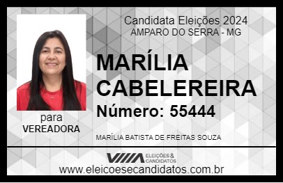 Candidato MARÍLIA CABELEREIRA 2024 - AMPARO DO SERRA - Eleições