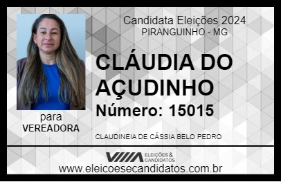 Candidato CLÁUDIA DO AÇUDINHO 2024 - PIRANGUINHO - Eleições