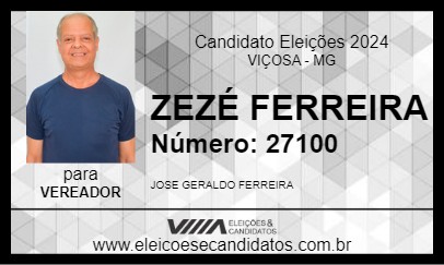 Candidato ZEZÉ FERREIRA 2024 - VIÇOSA - Eleições