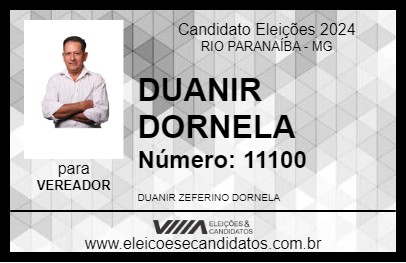 Candidato DUANIR DORNELA 2024 - RIO PARANAÍBA - Eleições