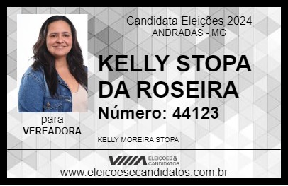 Candidato KELLY STOPA DA ROSEIRA 2024 - ANDRADAS - Eleições