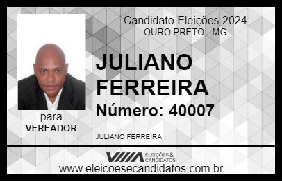 Candidato JULIANO FERREIRA 2024 - OURO PRETO - Eleições