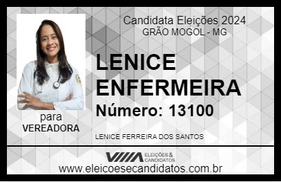 Candidato LENICE ENFERMEIRA 2024 - GRÃO MOGOL - Eleições