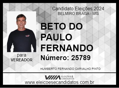 Candidato BETO DO PAULO FERNANDO 2024 - BELMIRO BRAGA - Eleições