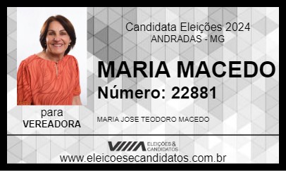 Candidato MARIA MACEDO 2024 - ANDRADAS - Eleições