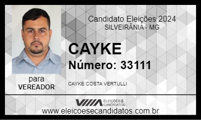 Candidato CAYKE 2024 - SILVEIRÂNIA - Eleições