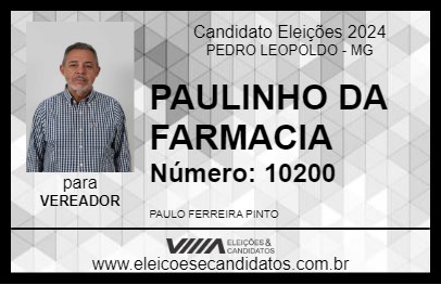 Candidato PAULINHO DA FARMACIA 2024 - PEDRO LEOPOLDO - Eleições