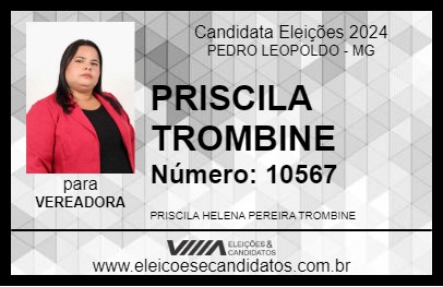 Candidato PRISCILA TROMBINE 2024 - PEDRO LEOPOLDO - Eleições