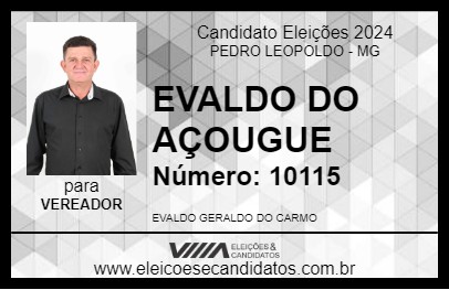 Candidato EVALDO DO AÇOUGUE 2024 - PEDRO LEOPOLDO - Eleições