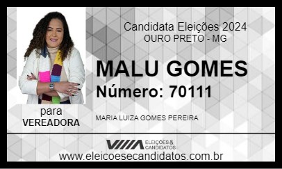 Candidato MALU GOMES 2024 - OURO PRETO - Eleições