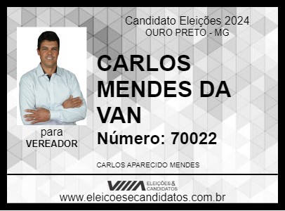 Candidato CARLOS MENDES DA VAN 2024 - OURO PRETO - Eleições