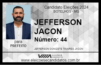 Candidato JEFFERSON JACON 2024 - BOTELHOS - Eleições