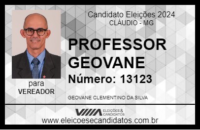 Candidato PROFESSOR GEOVANE 2024 - CLÁUDIO - Eleições