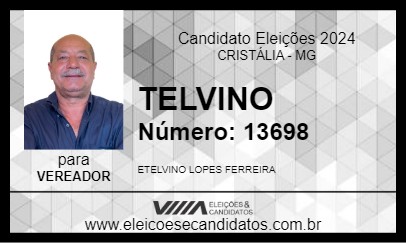 Candidato TELVINO 2024 - CRISTÁLIA - Eleições