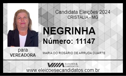 Candidato NEGRINHA 2024 - CRISTÁLIA - Eleições