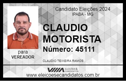 Candidato CLAUDIO MOTORISTA 2024 - IPABA - Eleições