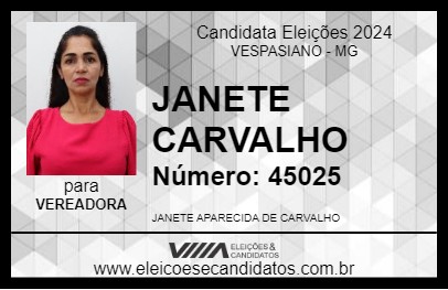 Candidato JANETE CARVALHO 2024 - VESPASIANO - Eleições