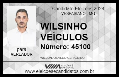 Candidato WILSINHO VEÍCULOS 2024 - VESPASIANO - Eleições