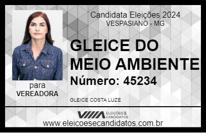 Candidato GLEICE DO MEIO AMBIENTE 2024 - VESPASIANO - Eleições