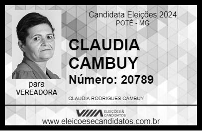 Candidato CLAUDIA CAMBUY 2024 - POTÉ - Eleições