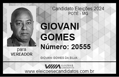 Candidato GIOVANI GOMES 2024 - POTÉ - Eleições