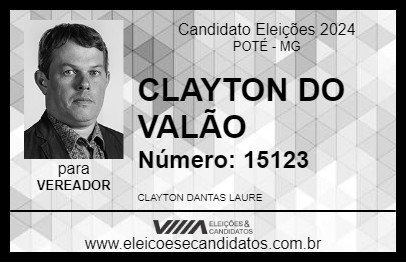 Candidato CLAYTON DO VALÃO 2024 - POTÉ - Eleições