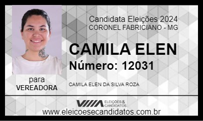 Candidato CAMILA ELEN 2024 - CORONEL FABRICIANO - Eleições