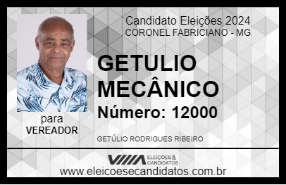 Candidato GETULIO MECÂNICO 2024 - CORONEL FABRICIANO - Eleições