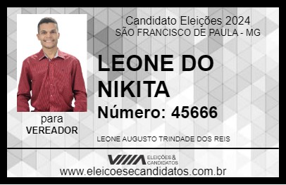 Candidato LEONE DO NIKITA 2024 - SÃO FRANCISCO DE PAULA - Eleições