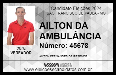 Candidato AILTON DA AMBULÂNCIA 2024 - SÃO FRANCISCO DE PAULA - Eleições