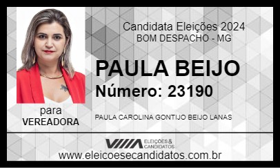 Candidato PAULA BEIJO 2024 - BOM DESPACHO - Eleições