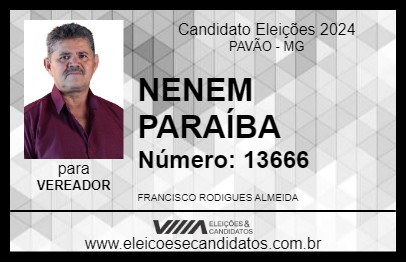 Candidato NENEM PARAÍBA 2024 - PAVÃO - Eleições