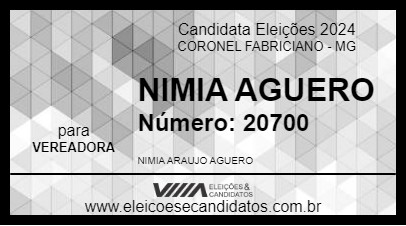 Candidato NIMIA AGUERO 2024 - CORONEL FABRICIANO - Eleições