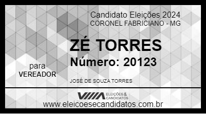 Candidato ZÉ TORRES 2024 - CORONEL FABRICIANO - Eleições