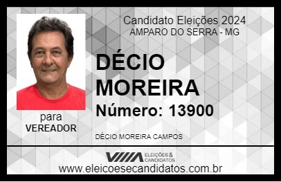 Candidato DÉCIO MOREIRA 2024 - AMPARO DO SERRA - Eleições