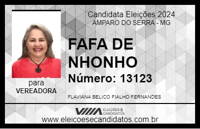 Candidato FAFA DE NHONHO 2024 - AMPARO DO SERRA - Eleições