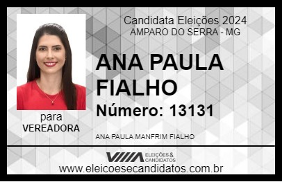 Candidato ANA PAULA FIALHO 2024 - AMPARO DO SERRA - Eleições