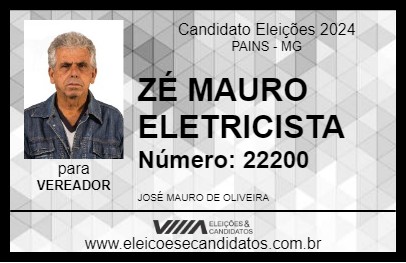 Candidato ZÉ MAURO ELETRICISTA 2024 - PAINS - Eleições