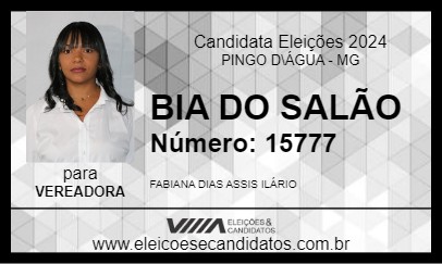 Candidato BIA DO SALÃO 2024 - PINGO D\ÁGUA - Eleições