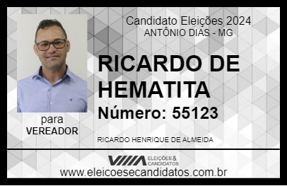 Candidato RICARDO DE HEMATITA 2024 - ANTÔNIO DIAS - Eleições