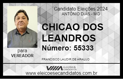 Candidato CHICAO DOS LEANDROS 2024 - ANTÔNIO DIAS - Eleições