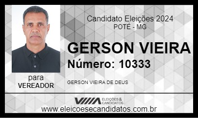 Candidato GERSON VIEIRA 2024 - POTÉ - Eleições