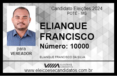 Candidato ELIANQUE FRANCISCO 2024 - POTÉ - Eleições