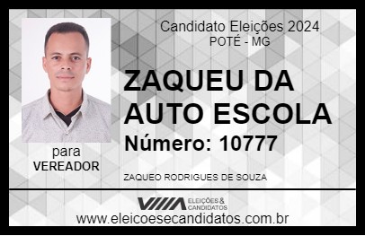 Candidato ZAQUEU DA AUTO ESCOLA 2024 - POTÉ - Eleições