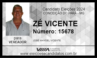 Candidato ZÉ VICENTE 2024 - CONCEIÇÃO DO PARÁ - Eleições